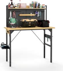 120cm Adjustable Workbench with Pegboard, Casters