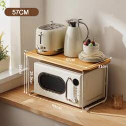 2-layers Microwave Storage Rack Bamboo Storage