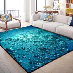 2D Water Bubbles Large Carpet Turquoise