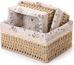 3 Pack Wicker Baskets Woven Storage