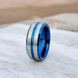 8mm Tungsten Ring Silver Brushed Thin