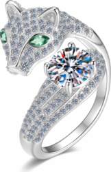 925 Sterling Silver Leopard Head Moissanite