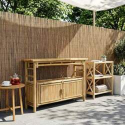 Bamboo Console Table with Shelf and