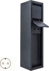 Black matte post, 2x Schuko electrical