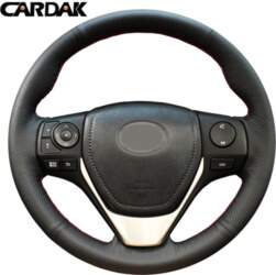 CARDAK Black Leather auto stūres pārsegs