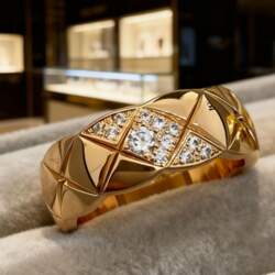 Coco Rhombus Ring CNC with Diamond