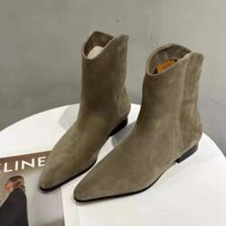 Cowhide version retro matte pointed thin
