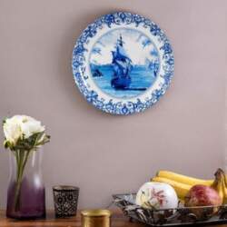 Delftware Dutch Blue Pottery Ship Inspired