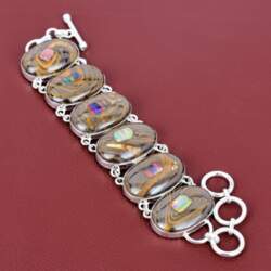 Ethopian opal in boulder opal bracelet