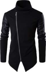 Fashion Black Patchwork Leather Pullovers Men