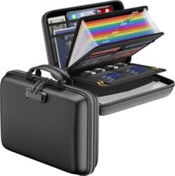 Fireproof File Organizer with Lock, Hard-Shell