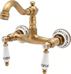 French Retro Wall-Mounted Double Handle Faucet