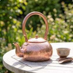 Hammered Copper Tea Kettle Traditional Compact