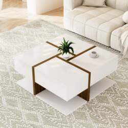High-Gloss Coffee Table, Table with 4