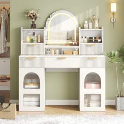 Large Vanity Table with LED Lighting