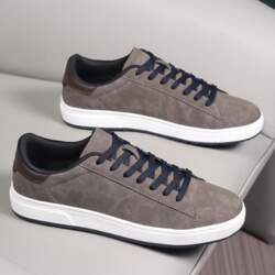 Men`s Lightweight Leather Patchwork Slip-On Comfortable
