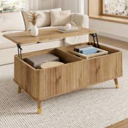 Modern Retro Coffee Table, Height-Adjustable Tabletop