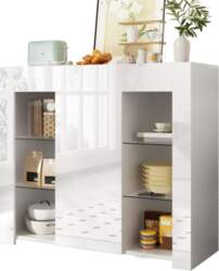 Modern White Buffet with High-Gloss Front