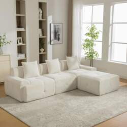Modular compression sofa made of chenille