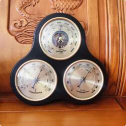 Pressure Meter Thermometer Hygrometer 3Function Wooden
