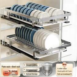 Pull-Out Drawer Dish Storage Rack -
