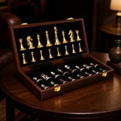 SilverTone Chess Set | Folding, Wooden