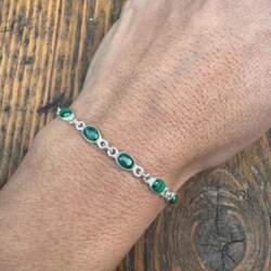 Solid 925 Sterling Silver Malachite Gemstone
