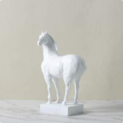 Standing Horse Figurine Rectangular Base Statue