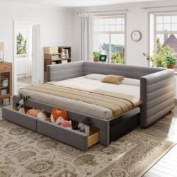 Upholstered Bed 3-in-1 Pull-Out Sofa Bed