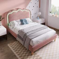 Upholstered Bed LED Single Bed 90
