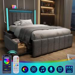 Upholstered bed USB Type C charging