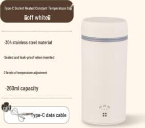 USB Type-C apsildāma nerūsējošā tērauda krūze: