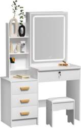 Vanity Desk with LED Lighted Mirror