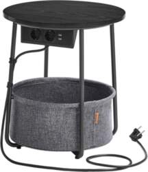 VASAGLE Round Side Table with Charging