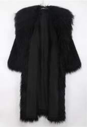Women`s fur jacket beach wool coat