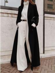 Womens Long Wool Blend Coat Winter