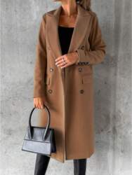 Womens Long Wool Blend Coat With