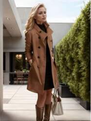 Womens Slim Fit Long Wool Blend