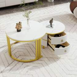 2-in-1 Round MDF Coffee Table, Side
