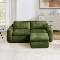 2-Seat L-Shaped Frameless Modular Sofa, Checkered