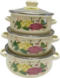 3 Pieces Pumpkin Enamel Stew Pot