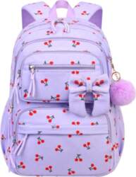 3pcs/set School Backpack for Girls Cherry