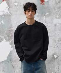 AGOD Side Button Henley Neck Long