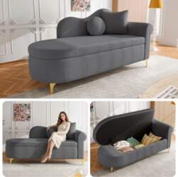 Chaise longue with storage, 134 cm