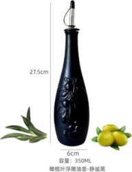 Embossed Leaf Conical Ceramic Oil Bottle