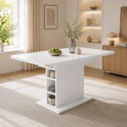 Extendable dining table, with storage, rectangular