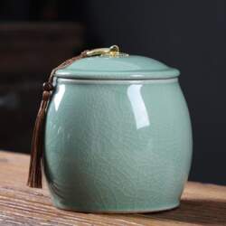 Frosted Black Frosted pottery Tea Jar