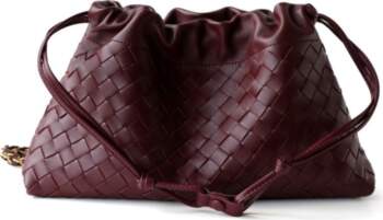 Genuine Leather Woven Cloud Shoulder Bag