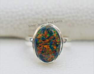 Handmade Fire Opal Ring, 925 Sterling