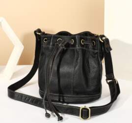 Marut Genuine Leather Drawstring Retro Patchwork
